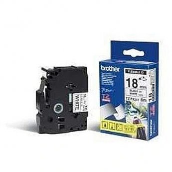 Brother TZ-EFX241, 18mm black on white flexible tape