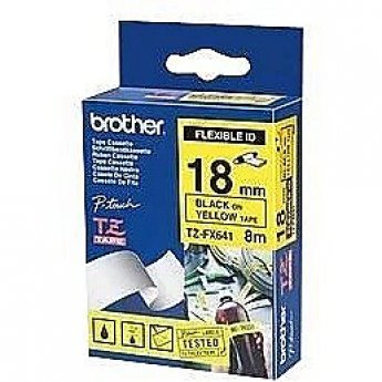 Brother TZE-FX641, 18mm, black on yellow flexi tape