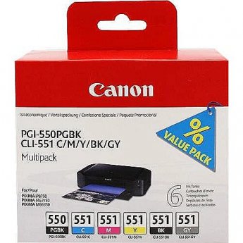 Canon PGI-550/CLI-551 PGBK/C/M/Y/BK/GY Multi Pack