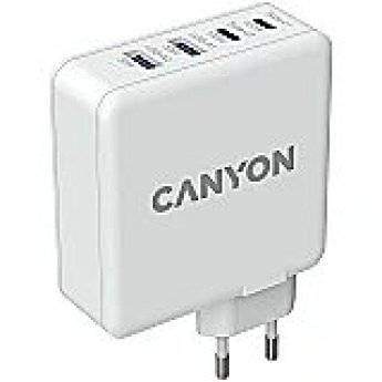 Canyon Canyon, GAN 100W charger  Input:  100V-240V Output: USB-C1/C2: 5V 3A , 9V 3A , 12V 3A , 15V 3A , 20V 5A  USB-A 1/A2: 4.5V/5A, 5V/4.5A, 9V/3A, 12V/2.5A,  20V/1.5A  C1+C2 : 65W + 30W； C1+A1 : 65W + 30W ； C1+A2 : 65W + 30W ；C1+A1+A2 : 65W + 7.5W