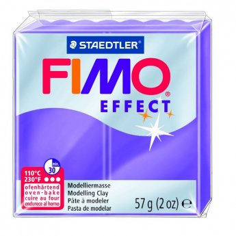 Cietējoša modelēšanas masa FIMO EFFECT, 57 g, caurspīdīgi violetā krāsa (translucen violet)