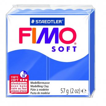 Cietējoša modelēšanas masa FIMO SOFT, 57 g, briljantzilā krāsa (brilliant blue)