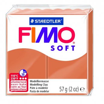 Cietējoša modelēšanas masa FIMO SOFT, 57 g, zeltaini brūnā krāsa (cognac brown)