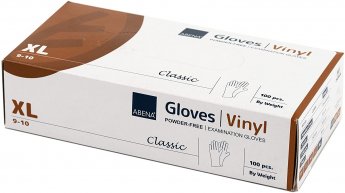 Cimdi vinila ABENA Classic, bez pūdera, XL izm., caursp., 100gab