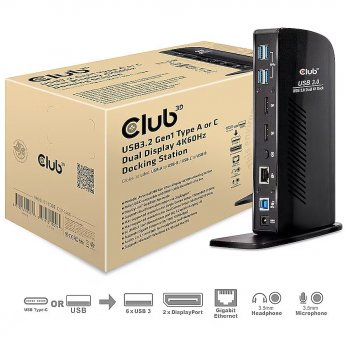 Club3D CLUB 3D DOCK USB A+C to DUAL 4K60Hz