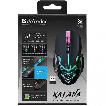 Defender WIRELESS MOUSE DEFENDER KATANA GM-511 RF 3200DPI 7P