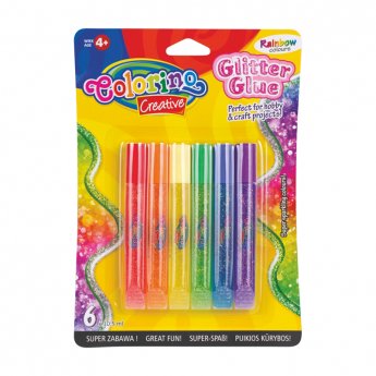 Dekoratīva līme COLORINO Rainbox Glitter Glue, 6 krāsas