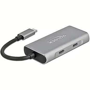 Delock external USB 3.2 hub grey - USB3.2> 2 x USB Type-A + 2 x USB Type-C