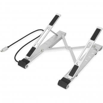 Digitus VARIABLE NOTEBOOK STAND W/INTGR USB-C HUB 5 PORT SILVER