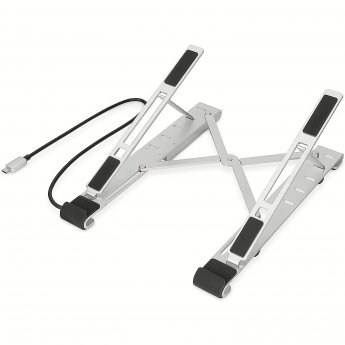 Digitus VARIABLE NOTEBOOK STAND W/INTGR USB-C HUB 5 PORT SILVER
