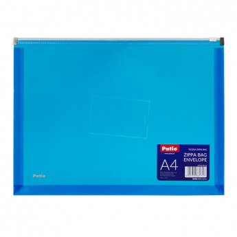 Dokumetu mape-aploksne PATIO ar rāvējslēdzēju, A4, caurspīdīga, zilā krāsā