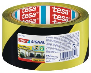 Drošības līmlente tesa® Signal, PP, melna/dzeltena,  66m x 50mm