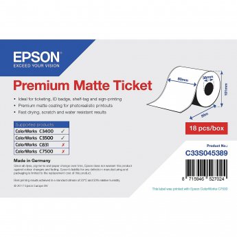 Epson 1ROLL PREMIUM MATTE TICKET ROLL 80MM X 50M