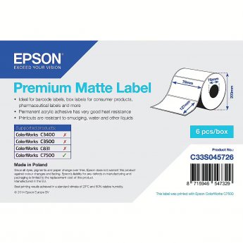 Epson PREMIUM MATTE DIE-CUT 76MMX127MM 960 LBLS