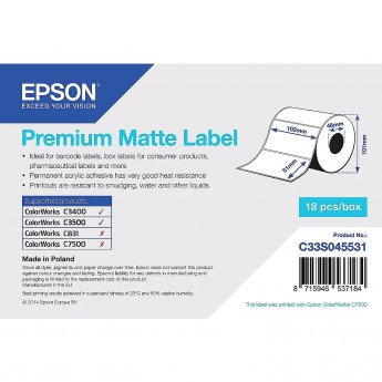 Epson PREMIUM MATTE LABEL - DIE-CUT 102MM X 51MM 650 LABELS