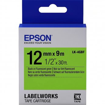 Epson TAPE LK-4GBF FLUOR BLK-/GREEN GREEN 12/9