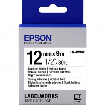 Epson TAPE LK-4WBW STRNG ADH BLK-/WHT WHT 12/9