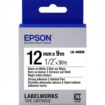 Epson TAPE LK-4WBW STRNG ADH BLK-/WHT WHT 12/9