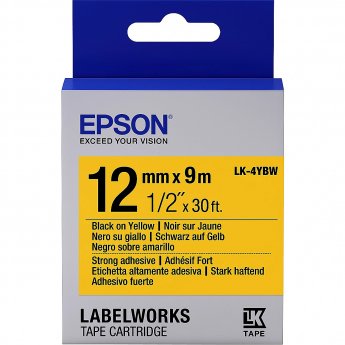 Epson TAPE LK-4YBW STRNG ADH BLK-/Y YELL 12/9