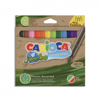 Flomasteri CARIOCA Jumbo EcoFamily, 12 krāsas