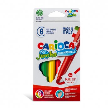 Flomasteri CARIOCA JUMBO kartona iepakojums, 6 krāsas