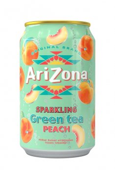 Gāzēts zaļās tējas dzēriens ARIZONA ar medu un persiku sulu, 0.33l, bundža