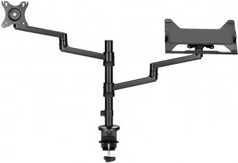Goobay Deluxe monitor mount with laptop arm (black, for monitors from 17" - 32" (43 - 81cm))