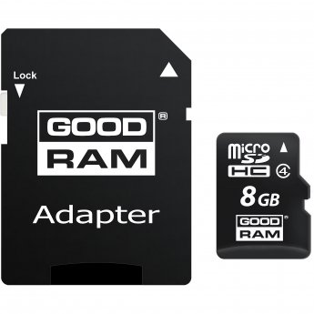 Goodram M40A, microSDHC, 8GB, Class 4 + Adapter