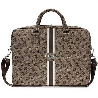 Guess 4G Printed Logo laptop bag, 16", Brown