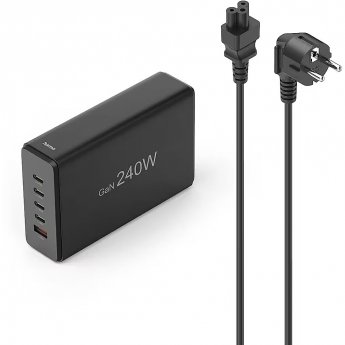Hama GaN 240W PD/QC 4x USB-C, 1x USB-A czarna