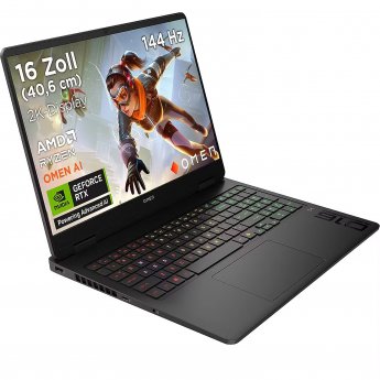 Hewlett Packard 16-ap0192ng (black, AMD Ryzen 9 8940HX, NVIDIA GeForce RTX 5070, 16 GB DDR5, 1 TB (1 TB SSD), without operating system) - DE Layout