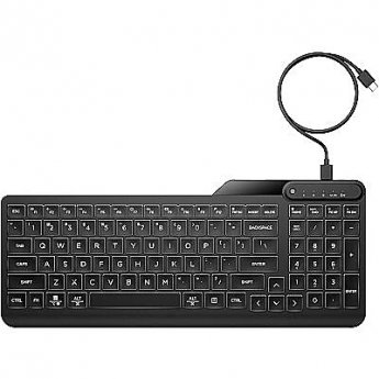 Hewlett Packard 405 Backlit USB-C Wired 24/7 Keyboard, Spill Resistant, Sanitizable, Programmable, Adjustable Tilt and LED brightness - Black - ESTONIAN