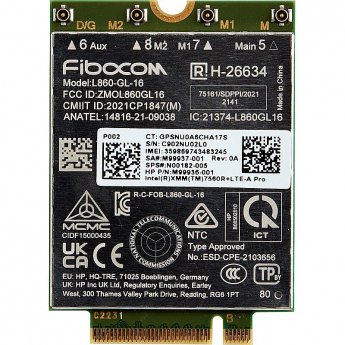 Hewlett Packard Intel XMM 7560 LTE Advanced PRO m.2 4G WWAN Cat 16 Mobile Broadband Cellular Modem (EliteBook 840 G10, x360 830 G10, ProBook 640 G10, 450 G10, ZBook 16 G10)