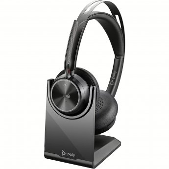 Hewlett Packard Poly Voyager Focus 2 Microsoft Teams Certified USB-C-C Headset +USB-C/A Adapter +Charging Stand