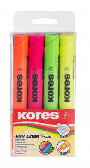 HIGH LINER PLUS, komplekts, jauktas krāsas, plastmasas korpusā - 4 gab. (dzeltens, rozā, oranžs)
