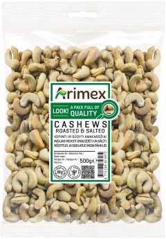 Indijas rieksti grauzdēti, sālīti ARIMEX, 500g