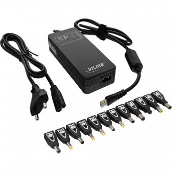 inLine Universal Netzteil für Notebooks, 90W 100-240V, schwarz mit 12 Wechselsteckern