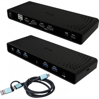 i-tec Universal Dual 4K Display Docking Station 2xDP 2xHDMI LAN Audio Power Delivery 85W