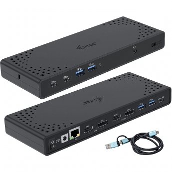 i-tec USB 3.0 / USB-C / Thunderbolt 3 Dual Display Docking Station Gen2, 100W