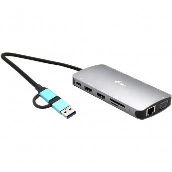 i-tec USB 3.0 USB-C/Thunderbolt 3x Display Metal Nano Dock with LAN, PD 100W