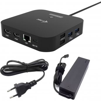 i-tec USB-C Dual HDMI 2xHDMI 4K 60Hz 2x USB-C (10Gbps+5Gbps) 4x USB-A (2x5Gbps) Power Delivery 100W LAN Audio + uniwersalana ładowarka 100W