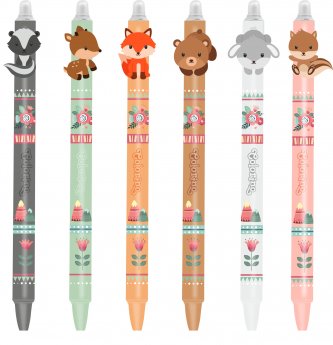 Izdzēšama pildspalva COLORINO Little Foxes 0,5mm, zila