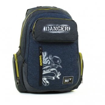 Jauniešu mugursoma YES T-87 Danger, melna/zila