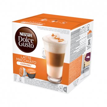 Kafija kapsulu automātiem NESCAFE Dolce Gusto Caramel Latte Machiatto, 9.10 g, 16 gab./iepak., 145.6 g