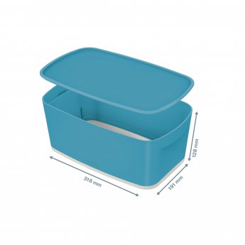 Kaste uzglabāšanai Cosy L, MyBox, maza, ar vāku, gaiši zilā krāsā