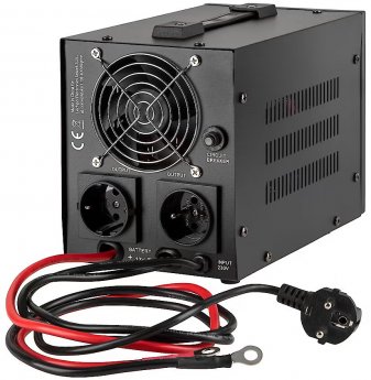 Kemot PROsinus-500 emergency power supply unit – inverter with a pure sine wave output and 12V charging function, 230V, 500VA/300W – black