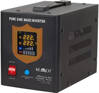 Kemot PROsinus-800 emergency power supply unit – a pure sine wave inverter with a 12V charging function, 230V, 800VA/500W – black