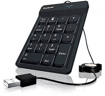 Keysonic ACK-118BK Nummernblock aus Silikon Staub- Und Spritzwassergeschützt, Einziehbares USB Kabel