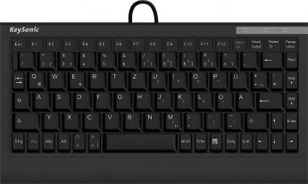 Keysonic ACK-595C+ Mini-Tastatur, Kabelgebunden SoftSkin, PS/2-USB-Combo-Anschluss, DE-Layout