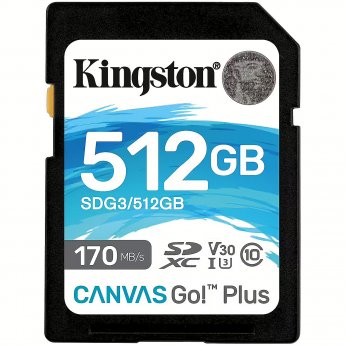 Kingston Canvas Go Plus, SDXC, 512GB, Class 10, UHS-I, U3, V30